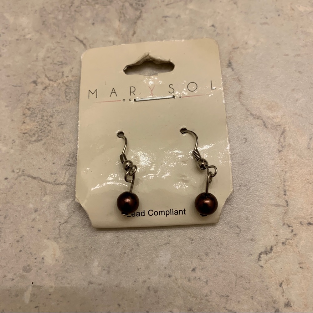 4/$15 Marysol dark purple bead drop earrings